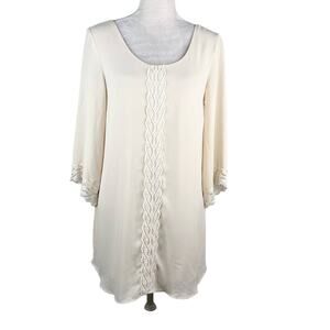 ASTR Cream Mini Dress Small Angel Sleeve Lace